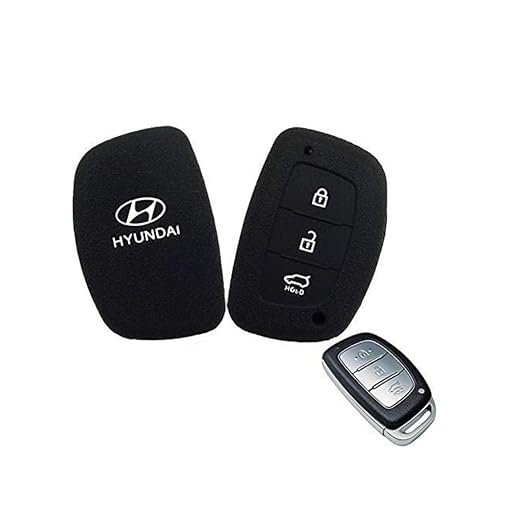Car Silicone Rubber Key Cover for Hyundai Creta / i20 Elite – Black – Premium Protection, Durability, and Style (Pack of 1).