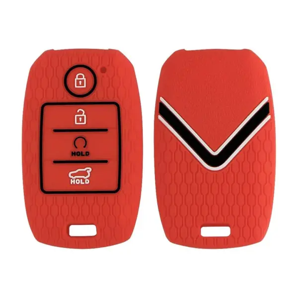 Silicone Key Cover for KIa Sonet, Seltos 2020, and Carens – Protective Case (Red / Black, Pack of 1).