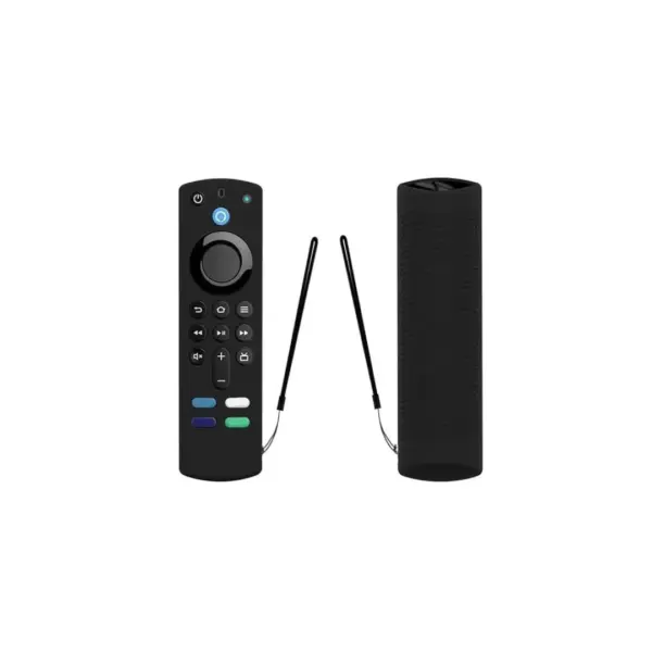 Flymaster Silicone Remote Cover Case for Amazon Fire TV Stick Lite Remote with Lanyard – Black (Remote Not Included).