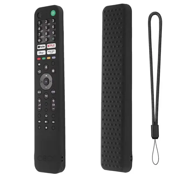 Flymaster Silicone TV Remote Cover Case for Sony Smart TV Voice Remote RMF-TX520P (A80J, X80J, X85J, X90J, X95J) with Loop – Black (Remote Not Included).