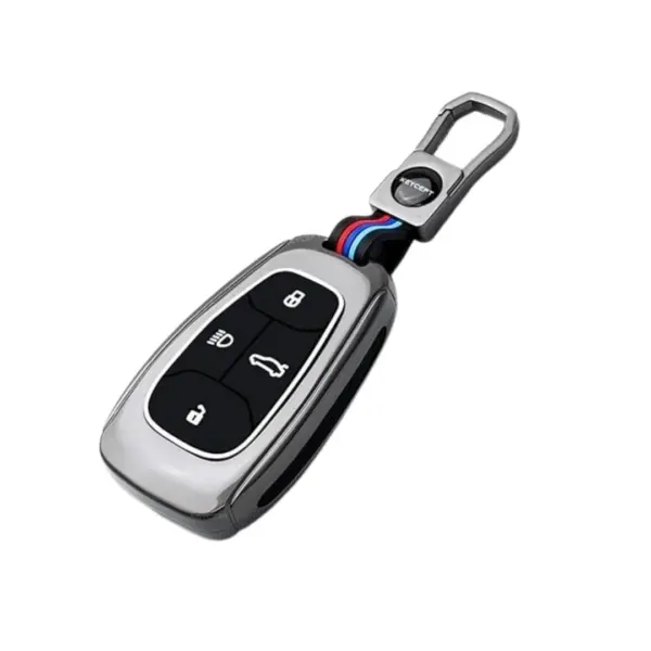 Premium Metal Key Cover for Tata Harrier, Safari, Nexon, Altroz, Tigor, EV, Punch, Tiago EV, Curvv – Compatible with 4-Button Smart Key (Pack of 1) Ultimate Protection | Enhanced Durability | Stylish Design.