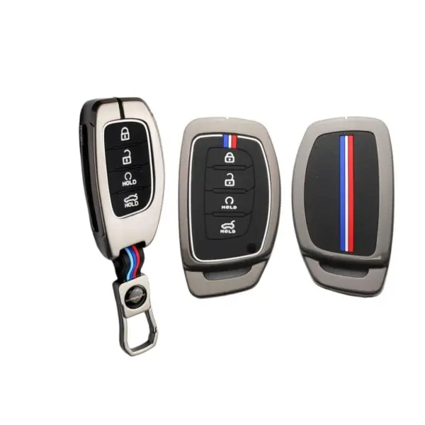 Premium Metal Key Cover for Hyudai Alcazzar & Cretta 4-Button Smart Key, Ultimate Protection, Enhanced Durability, and Stylish Design.(Pack of 1).