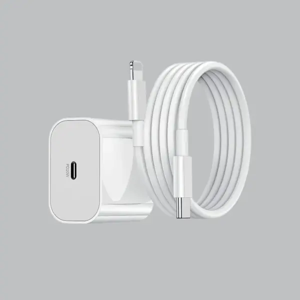 20W MFi-Certified Fast Charger & Cable for iPhone 14/13/12/11/X/XR Series – White