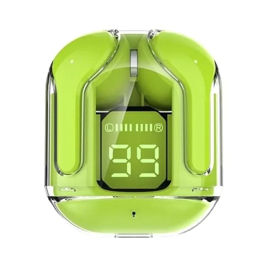 Wireless Stereo Earphone Wireless in-Ear TWS Earbuds Transparent Headphones (Green).